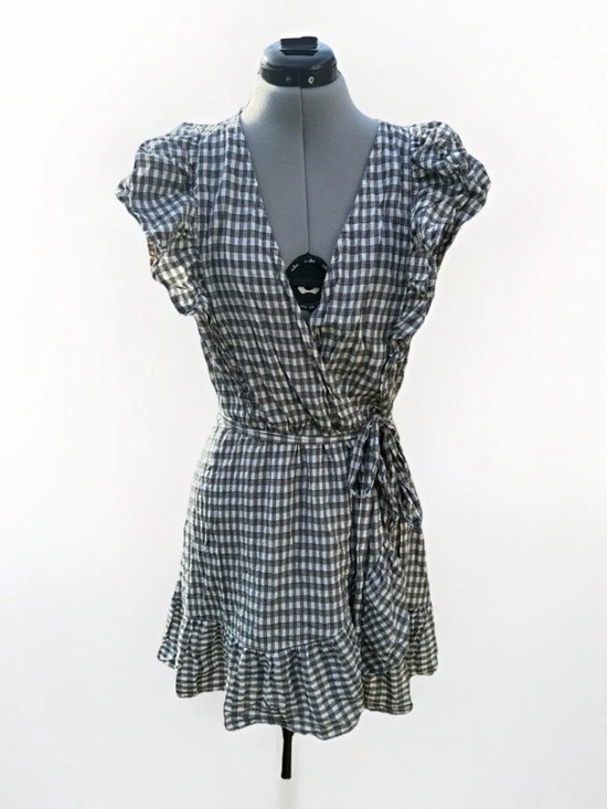 Max Studio Dresses & Skirts - Max Studio | Black & White Checkered Ruffle Wrap Dress Cottagecore Spring XS